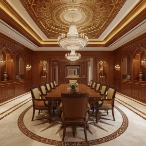 Grand Arabic Interior Design Service Luxury Villa Fit out Solution with Majlis Planning 3D Rendering and Material Procurement