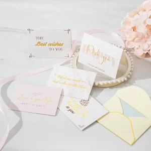 Greeting Cards Set Hot Stamped Bronzing Greeting Card Small Fresh Thank You Card Custom Printed Greeting Cards With Envelope