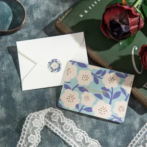 Greeting Cards With Envelope Custom Logo Universal Holiday Hot Stamped Color Flower Greeting Card