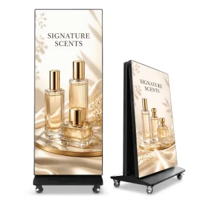 HAOCROWN Portable LED Digital Signage Floor Standing Advertising Display with Wheels for Retail Store Promotion