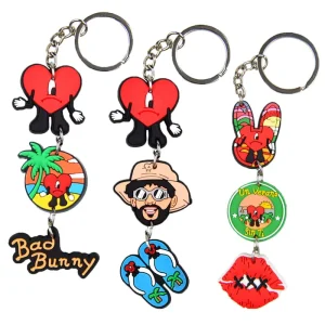 HOT Cartoon Character Custom Rubber 2D Soft PVC Design Keychains Customized Anime Keychain