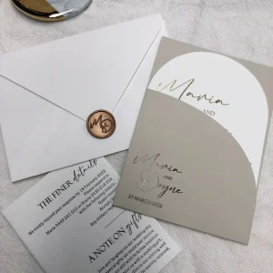 Half Round Paper Invitations White Envelope Black Foil Small Card Love Wedding Invitation Set