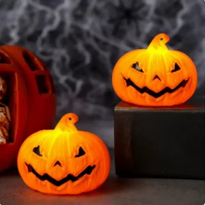 Halloween Orange Pumpkin Lantern Party Decoration LED Night Light Glowing PVC Material DIY