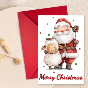 Hand Drawn Illustration Style Christmas Greeting Cards with Envelope Customizable Logo Cardboard Material Digital Printing