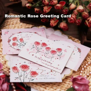Hand Drawn Rose Greeting Card Digital Printing Thank You Card Blank Handwritten Message with Envelope Set Birthday All Festivals