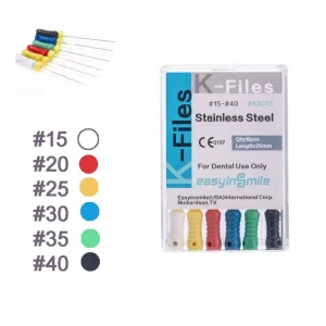 Hand File for Root Canal Treatment Stainless Steel File 25MM Length 6pcs Pack