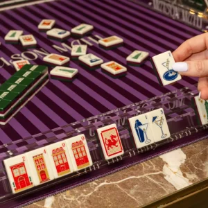Hand Painted American Mahjong Tiles 160 Piece Engraved Acrylic Foldable Portable 33 Inch Waterproof Entertainment