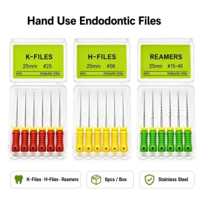 Hand Use Endo Files K H C+ Spreader Plugger 6Pcs Box 21 25 31mm SS NiTi Dental Files for Dental Clinic OEM
