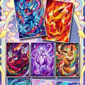 Hand drawn Anime Birthday Artboard PVC Material Full Color Printing Gift Box Family Table Game Cards