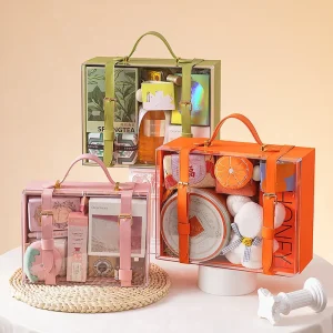 Handheld Highly Transparent Gift Box Empty Souvenir Bridesmaid Return Gift High end Business Candy Gift Leather Handle Buckle