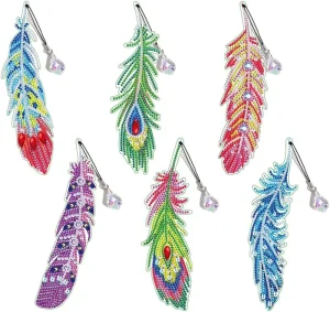 Handmade 3D 5D Diamond Embroidery Cross Stitch Craft Funny Novelty Flower Portrait Bookmark DIY Feather Crystal Diamond Painting