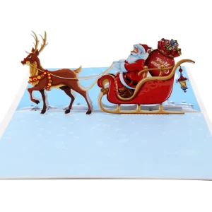 Handmade 3D Pop up ‘Blessing’ Greeting Cards Christmas Gift Card ‘Happy New Year’ Wishes Digital Impression Custom for Holiday