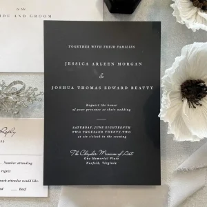 Handmade Black and White Wedding Invitation Set Classic Design with Detail Menu RSVP Cards for High End Marriage Banquet Events
