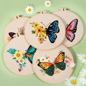 Handmade Cotton Embroidered Wall Art, Traditional Oriental DIY Embroidery Kit