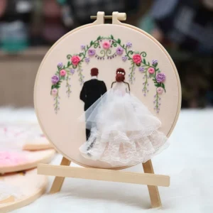Handmade Embroidery DIY Material Lu Embroidery Cross Stitch Wedding Dress Hanging Painting Living Room Decoration Wedding Gift