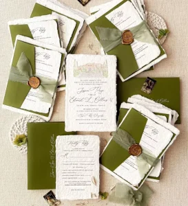 Handmade Invitation Set Watercolor Wedding Venue Cotton Paper Printed or Printable Wedding Invitations Cards