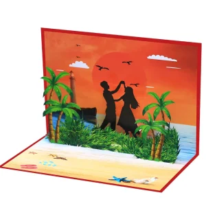 Handmade Luxury 3D Laser Pop Wedding Invitations Red Golden for Valentine’s Day Anniversary Birthdays UV Printing UV Varnishing
