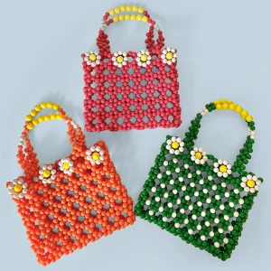 Handmade New Designer Women’s Tote Bags Cute Sweet Flower Bead Handbag