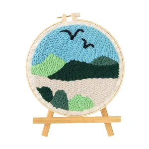 Handmade Punch Needle Kit Embroidered Floral Fairy Nautical Love Styles Canvas Cotton Yarn for Home Decoration