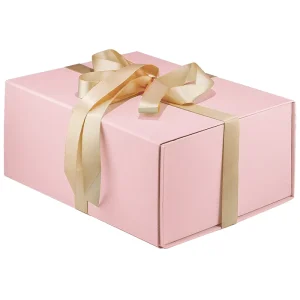 Handmade Recyclable Cardboard pink Packaging Paper Premium Gift Box With Ribbon