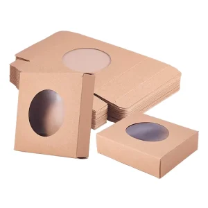 Handmade Style Kraft Paper Gift Box with Clear Window, Sturdy Cardboard Packaging for Handmade Products & Souvenirs