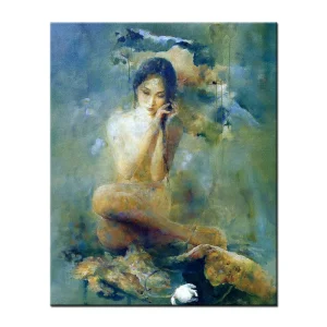 Handmade Textured Foil Figure Canvas Oil Painting for Hotel Decoration
