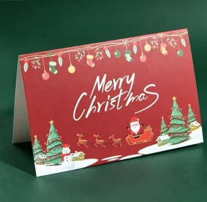 Happy Holiday Christmas Cards 3D Popup Eco Friendly Recyclable Art Paper Blush Pink Santa Claus Snowman Designs Envelopes