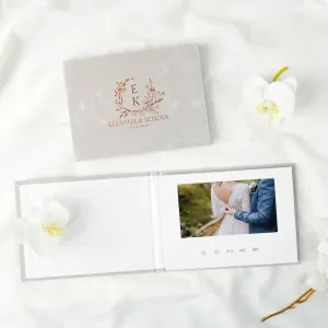 Hard Cover Linen Velvet 5/7 Inch IPS Screen Video Brochure Card Booklet