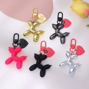 Heart Shaped Balloon Dog Keychain Couple DIY Bag Pendant Dark Cool Women’s Ornament
