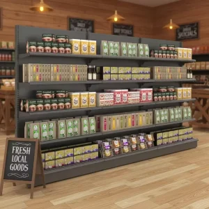 Heavy Duty Metal Eco Friendly Double Sided Supermarket Shelving Gondola Display Stand Adjustable Shelves Quick Installation