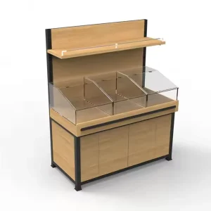 Heavy Duty Wooden Bulk Food Display Stand Nut Grain Rack Candy Rack Supermarket Shelf