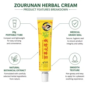Herbal Cream 20g Natural Botanical Extract Smooth Texture Portable Tube External Skin Comfort OEM