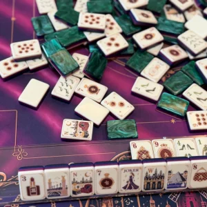 High-End American Mahjong Set, 160 Acrylic Mahjong Tiles with Paris Landmarks, Jokers, Bag and Packaging