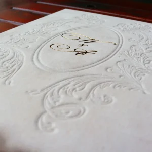 High End Custom Velvet Emboss Letterpress Wedding Invitation with Envelope