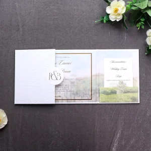 Wedding Invitation Set Watercolor Design Custom Monogram Luxury Wedding Invite Cards Rose Deboss Floral