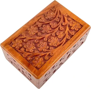High End Customized Wooden Jewelry Box Hand Carvings Designs Keepsake Storage Premium Trinket Box