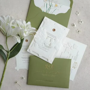 High-End Embossed Wedding Invitation Suite Customizable for B2B Clients
