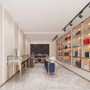 High End Gold Eco Friendly Waterproof Jewelry Store Interior Design Custom Display Furniture Solutions One shop Custom