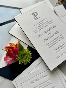 High End Letterpress Invitation Thick Cotton Paper Embossed Floral Engagement Party Card Customization Wedding Invitations Set
