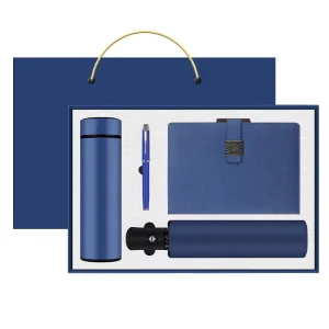 High End Notebook Gift Set 16G USB 500ML Water Bottle Umbrella A5 Customizable Logo PU Leather Thread Sewing In Stock for