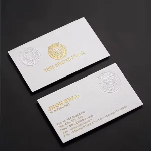 High-End Professional Business Cards Custom Logo White Cotton Paper Business Name Card with Gold Foil and Embossing Brand