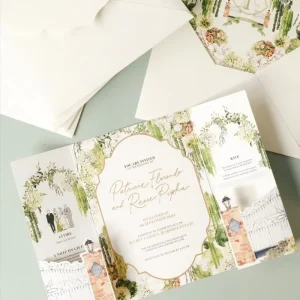 High End Wedding Invitation with Delicate Embossing for Luxury Events and B2B Bulk Order Buyers