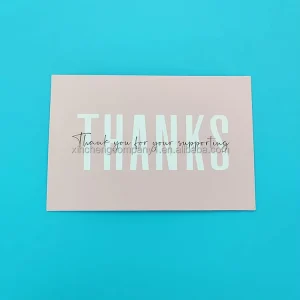 High Quality Customized Thank You Design Screen Printed Greetings Card with Offset Paper