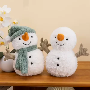 High Quality Cute Fluffy Plush Snowman Comforter Toy with PP Cotton Filling and Mesh Lining Washed Finish Christmas Theme