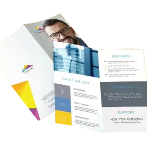 High Quality Glossy Art Paper Leaflets Fold Flyers Fold Brochure Printing
