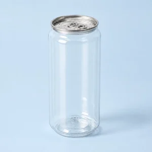 High Quality OEM PET Plastic Cans Custom Logo Transparent Plastic Can Soda Drinking Bottle With Aluminum Cans