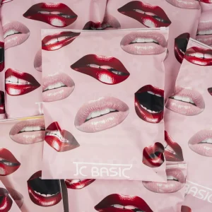 High Quality Pink Matte frosted Full Print Plastic Packaging Zipper Bags T Shirt Swimwear Zip Lock Clothing Bags With Logo