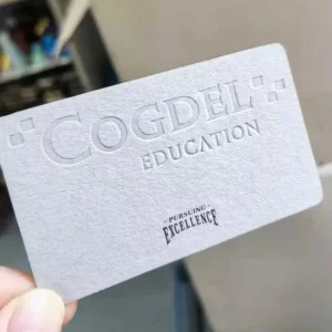 High Quality Unique Embossing Design White Textured Business Card for Small Business