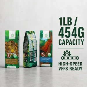 High Speed VFFS Ready PE Moisture Proof 1lb 454g Coffee Bag Side Gusset Packaging Bags Valve Custom Printed 16oz