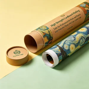 High Strength Cardboard Mailing Tube for Professional Art Prints and Posters with Protective Plastic End Caps Custom Logo